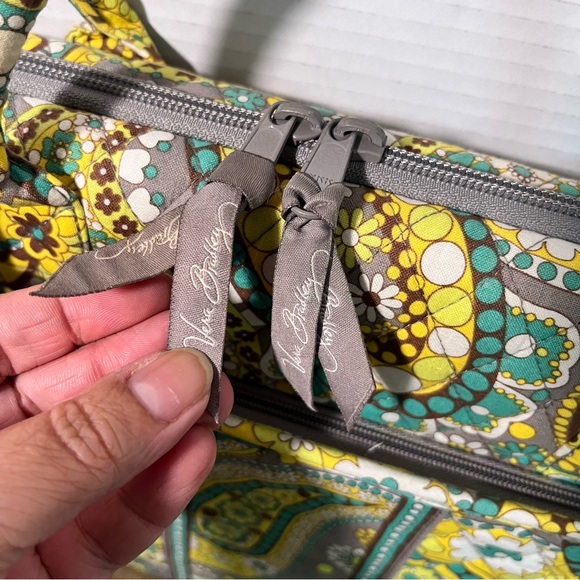 Vera Bradley Green Yellow Teal Gray Brown Paisley Labtop Bag - Picture 7 of 17